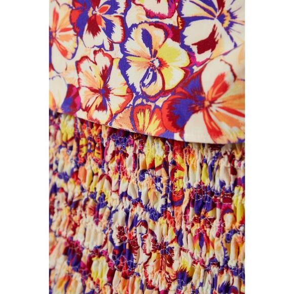 Paco Rabanne Belted Smocked Floral Midi Dress - Picture 7 of 15